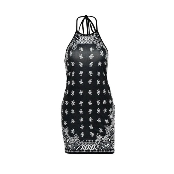 Backless Halter Mini Dress - Picture 1 of 3